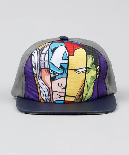 Bone-Infantil-Os-Vingadores-Aba-Reta-Cinza-9465577-Cinza_1