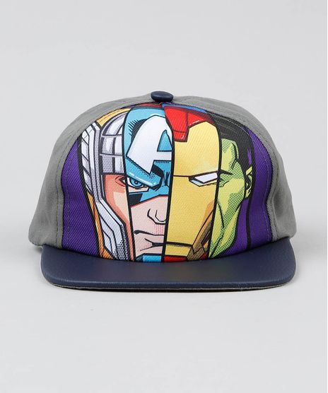 Bone-Infantil-Os-Vingadores-Aba-Reta-Cinza-9465577-Cinza_1