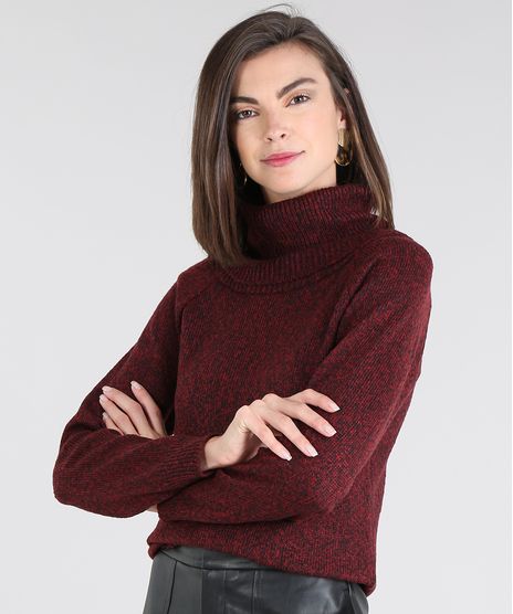 Blusa-Feminina-Em-Trico-Longa-com-Maxigola-Vinho-9536438-Vinho_1