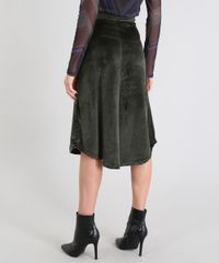 Saia-Feminina-Midi-Evase-em-Veludo-Cotele-Molhado-com-Fendas-Verde-Militar-9534880-Verde_Militar_2