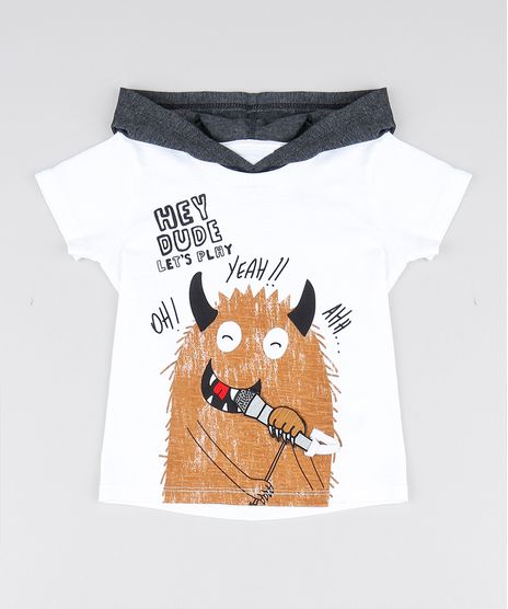 Camiseta-Infantil-de-Monstrinho-com-Estampa-Interativa-e-Capuz-Manga-Curta-Branco-9530785-Branco_1