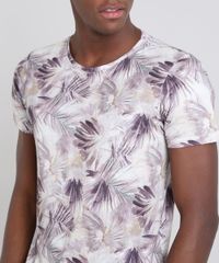 Camiseta-Masculina-Estampada-Folhagem-Manga-Curta-Gola-Careca-Bege-9514816-Bege_4