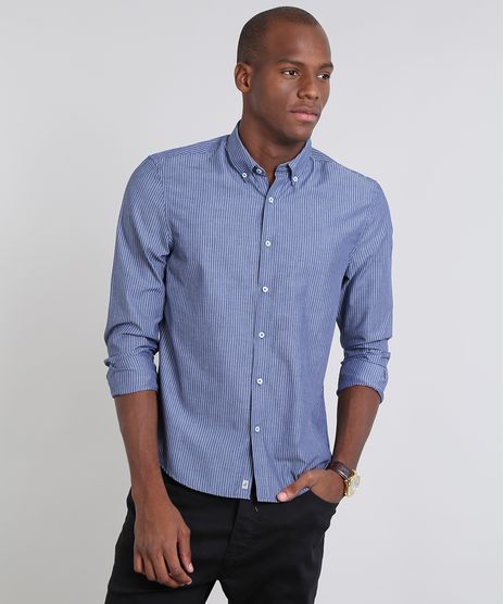 Camisa-Masculina-Comfort-Listrada-Manga-Longa-Azul-Escuro-9436409-Azul_Escuro_1