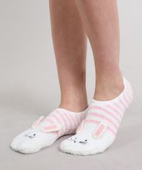 Meia-Feminina-de-Inverno--Sapatilha-Felpada-Coelho-Branca-9392539-Branco_2
