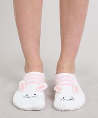 Meia-Feminina-de-Inverno--Sapatilha-Felpada-Coelho-Branca-9392539-Branco_4
