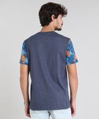 Camiseta-Masculina-com-Bolsos-Estampado-Tropical-Manga-Curta-Gola-Careca-Azul-Marinho-9525223-Azul_Marinho_2