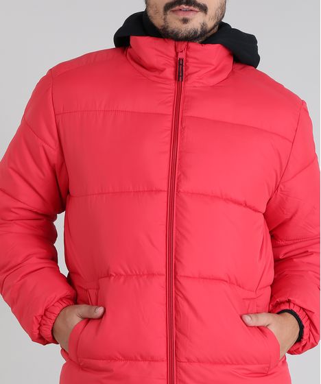 jaqueta puffer masculina vermelha