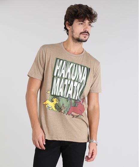 Camiseta-Masculina-O-Rei-Leao--Hakuna-Matata--Manga-Curta-Gola-Careca-Kaki-9545263-Kaki_1