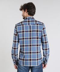 Camisa-Masculina-em-Flanela-Estampada-Xadrez-com-Bolso-Manga-Longa-Azul-Claro-9383070-Azul_Claro_2
