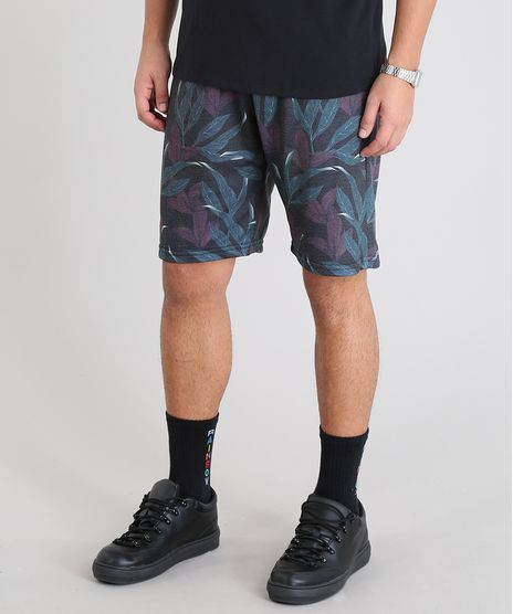Bermuda-Masculina-Estampada-Folhagens-em-Moletom-Verde-9467473-Verde_1