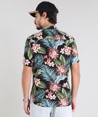 Camisa-Masculina-Estampada-Tropical-com-Bolso-Manga-Curta-Preta-9525315-Preto_2