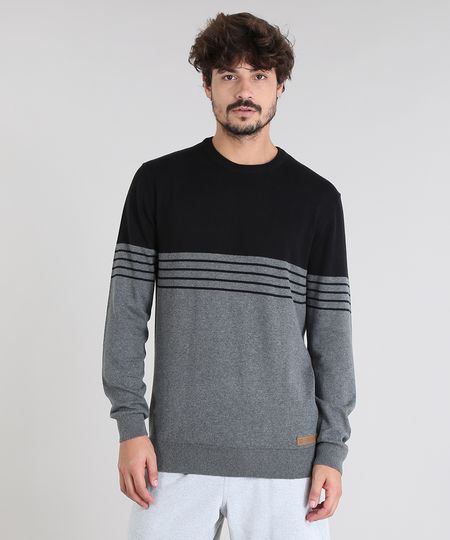 Sueter-Masculino-em-Trico-Listrado-Gola-Redonda-Preto-9475498-Preto_1 Sueter-Masculino-em-Trico-Listrado-Gola-Redonda-Preto-9475498-Preto_1