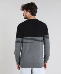 Sueter-Masculino-em-Trico-Listrado-Gola-Redonda-Preto-9475498-Preto_2