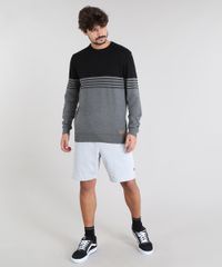 Sueter-Masculino-em-Trico-Listrado-Gola-Redonda-Preto-9475498-Preto_3