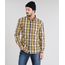 Camisa-Masculina-Estampada-Xadrez-com-Bolso-Manga-Longa-Amarela-9450957-Amarelo_1
