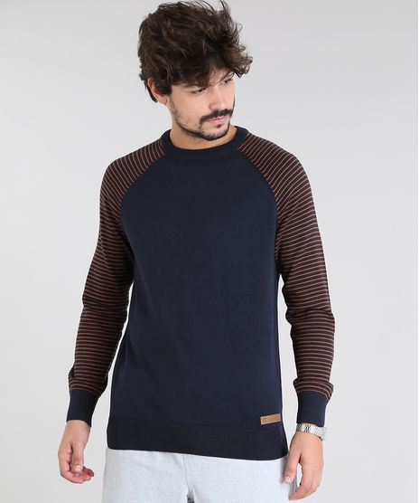 Sueter-Masculino-em-Trico-com-Manga-Raglan-Listrada-Gola-Redonda-Azul-Marinho-9475499-Azul_Marinho_1