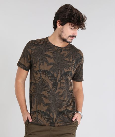 Camiseta-Masculina-Estampada-de-Coqueiros-Manga-Curta-Gola-Careca-Marrom-9531804-Marrom_1