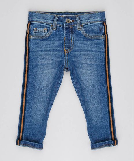 Calca-Jeans-Infantil-Skinny-com-Faixa-Lateral-Azul-Medio-9527112-Azul_Medio_1