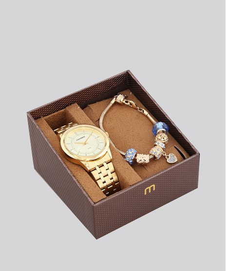 Kit-de-Relogio-Analogico-Mondaine-Feminino---Pulseira---83338LPMVDE1KD-Dourado-9579281-Dourado_1