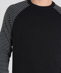 Sueter-Masculino-em-Trico-com-Manga-Raglan-Listrada-Gola-Redonda-Preto-9475499-Preto_4
