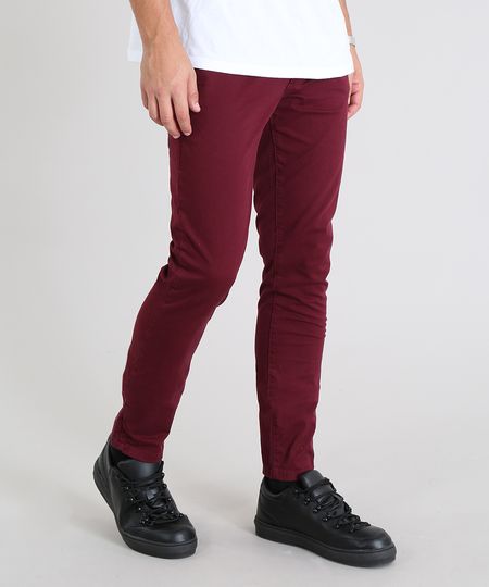 Calca-em-Sarja-Masculina-Slim-Vinho-9305835-Vinho_1 Calca-em-Sarja-Masculina-Slim-Vinho-9305835-Vinho_1