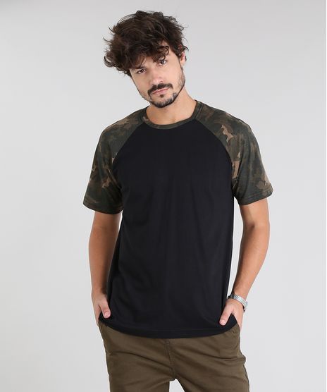 Camiseta-Masculina-Raglan-com-Estampa-Militar-Manga-Curta-Gola-Careca-Preta-9540848-Preto_1