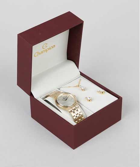 Kit-de-Relogio-Analogico-Champion-Feminino---Colar-e-Brinco---CN20435W-Dourado-9145106-Dourado_1