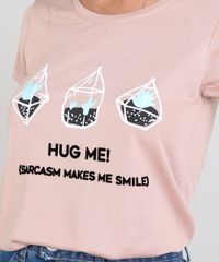 Blusa-Feminina-com-Estampa-Flocada--Hug-Me--Manga-Curta-Rose-9560702-Rose_4