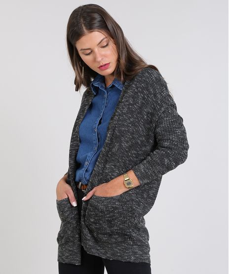 Capa-Feminina-em-Trico-Ampla-com-Bolso-Cinza-Mescla-Escuro-9492612-Cinza_Mescla_Escuro_1