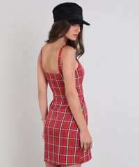 Vestido-Feminino-Estampado-Xadrez-com-Botoes-Vermelho-9564230-Vermelho_2
