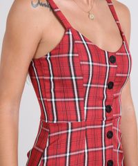 Vestido-Feminino-Estampado-Xadrez-com-Botoes-Vermelho-9564230-Vermelho_4