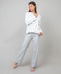 Pijama-de-Inverno-Feminino-em-Fleece-Estampado-Poa-Manga-Longa-Branco-9371452-Branco_1