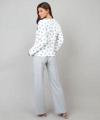 Pijama-de-Inverno-Feminino-em-Fleece-Estampado-Poa-Manga-Longa-Branco-9371452-Branco_2