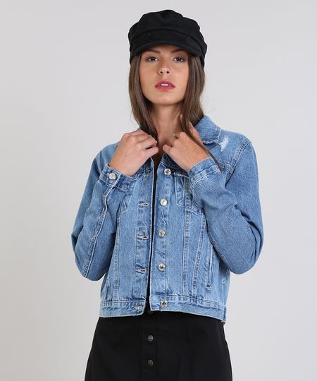 Jaqueta-Jeans-Feminina-com-Puidos-e-Recortes-Azul-Medio-9587500-Azul_Medio_1