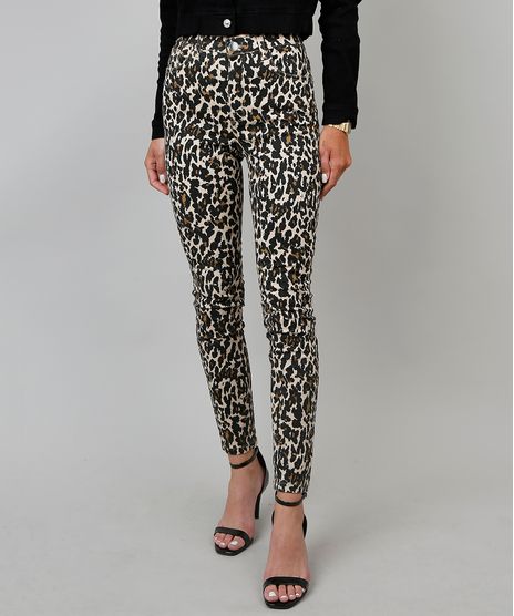 Calca-de-Sarja-Feminina-Cigarrete-Estampada-Animal-Print-Bege-9548923-Bege_1