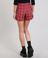 Short-Saia-Feminina-Estampada-Xadrez-com-Botoes-Vermelho-9564229-Vermelho_2