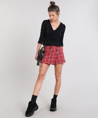 Short-Saia-Feminina-Estampada-Xadrez-com-Botoes-Vermelho-9564229-Vermelho_3