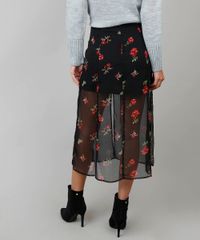 Saia-Feminina-Midi-Estampa-Floral-com-Fenda-e-Transparencia-Preta-9452013-Preto_2