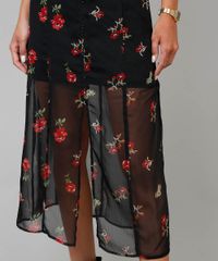 Saia-Feminina-Midi-Estampa-Floral-com-Fenda-e-Transparencia-Preta-9452013-Preto_4