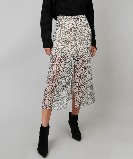 Saia-Feminina-Midi-Estampa-Animal-Print-com-Fenda-e-Transparencia-Bege-Claro-9452014-Bege_Claro_1