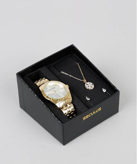 Kit-de-Relogio-Analogico-Seculus-Feminino---Colar-e-Brinco---23607LPSVDS1K-Dourado-9600549-Dourado_1