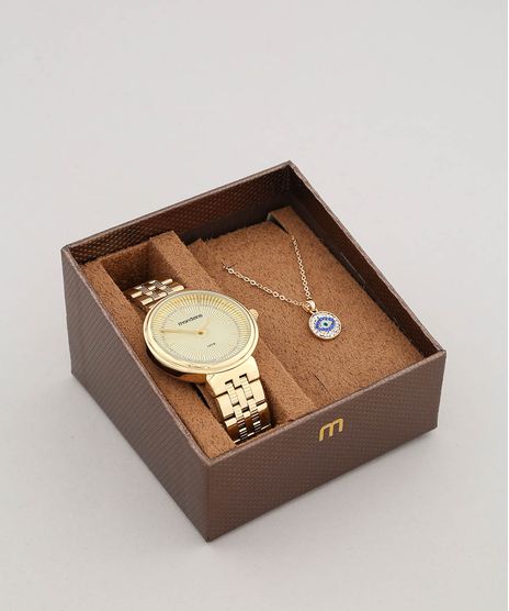 Kit-de-Relogio-Analogico-Mondaine-Feminino---Colar---99360LPMVDE1K-Dourado-9579342-Dourado_1