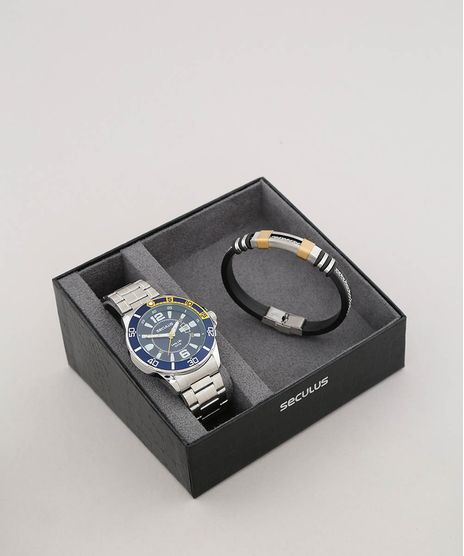 Kit-de-Relogio-Analogico-Seculus-Masculino---Pulseira---23652G0SVNA1K-Prateado-9579391-Prateado_1