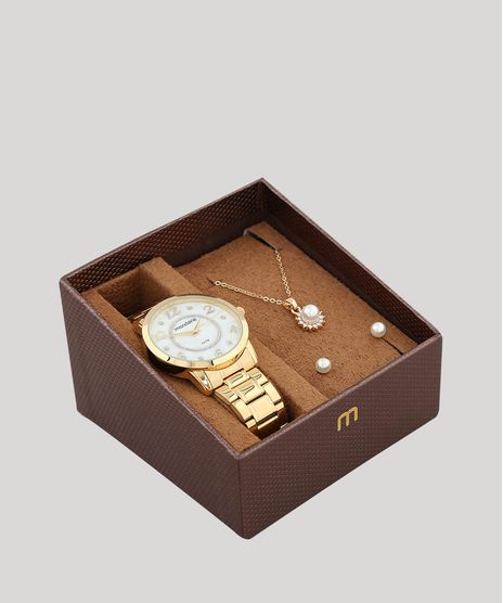 Kit-de-Relogio-Analogico-Mondaine-Feminino---Brinco---Colar---83436LPMVDE1KB-Dourado-9553626-Dourado_1