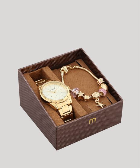 Kit-de-Relogio-Analogico-Mondaine-Feminino---Pulseira---83335LPMVDE2KB-Dourado-9553349-Dourado_1