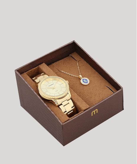Kit-de-Relogio-Analogico-Mondaine-Feminino---Colar---99361LPMVDE1K-Dourado-9553659-Dourado_1