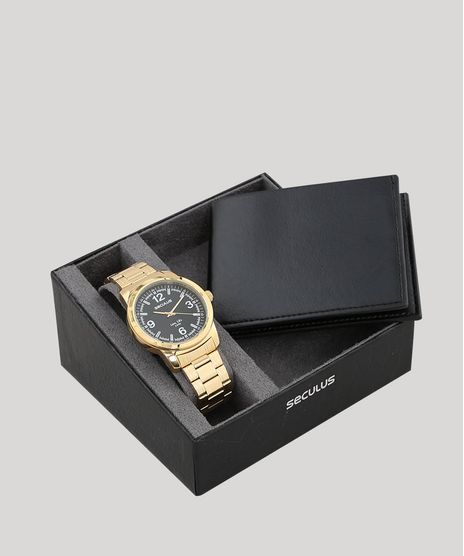 Kit-de-Relogio-Analogico-Seculus-Masculino---Carteira---23639GPSVDA3KA-Dourado-9579376-Dourado_1