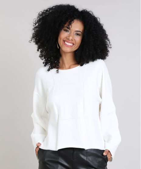 Blusa-Feminina-Ampla-em-Trico-Quadriculado-Off-White-9421138-Off_White_1