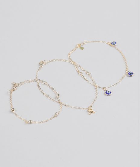 Kit-3-Pulseiras-Feminina-Com-Pigente-Do-Signo-De-Peixes-Dourado-9549183-Dourado_1