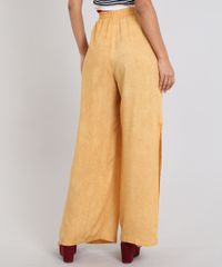Calca-Feminina-Pantalona-Com-Fenda--Amarelo-Escuro-9506768-Amarelo_Escuro_2